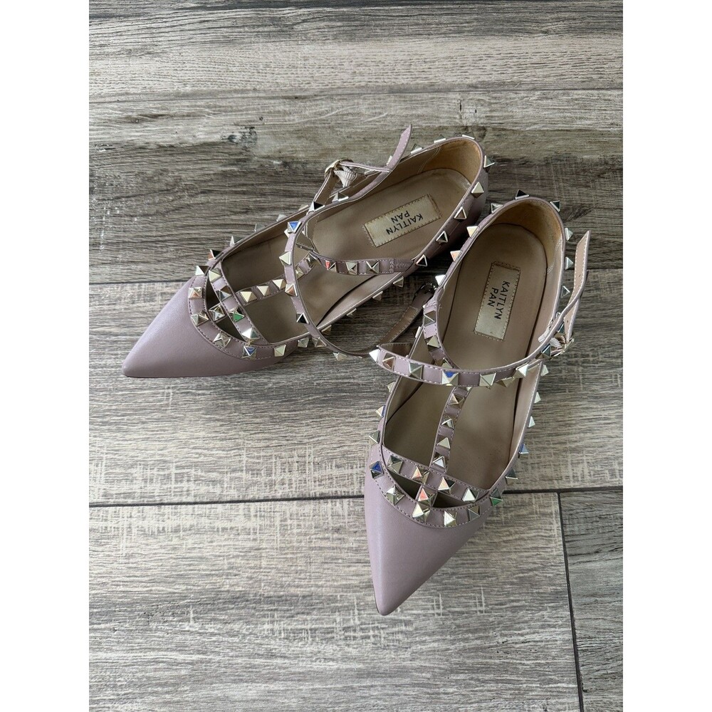 Kaitlyn Pan Rocks Studded beige Ballerina Flat women us Size 7.5